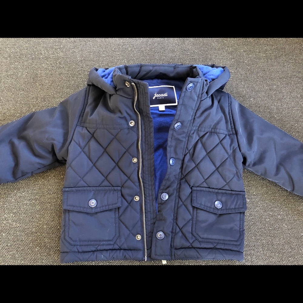 Jacadi Hooded Jacket w/zipper and button closure.